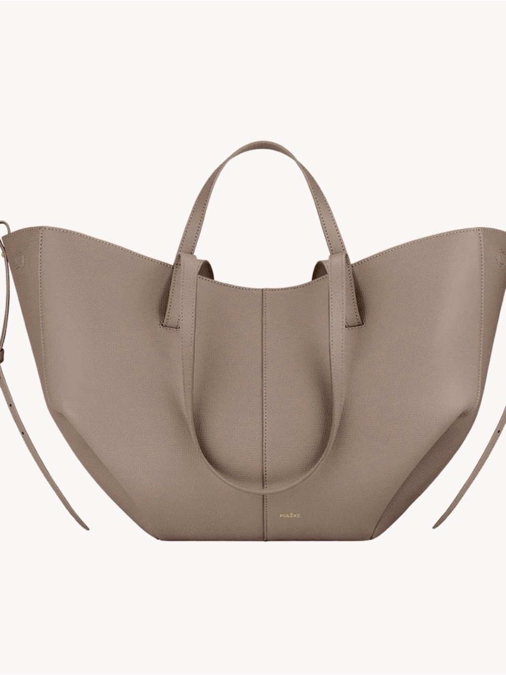 Polene Cyme Taupe Leather Tote with Dual Top Handles